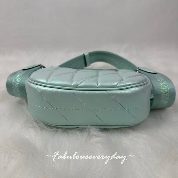 Coach Carmen Mini Crossbody Bag In Pearlized Leather/Silver/Green CBI46 NWT - Picture 7 of 9